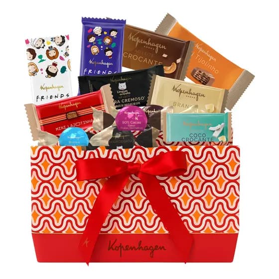 Bombom sortido mil delícia caixa presente 15 unidades doces atacado kopenhagen Kopenhagen doces atacado com 15 unidades bombons sortidos chocolate kopenhagen caixa presente com laço 160 g pacote x 15