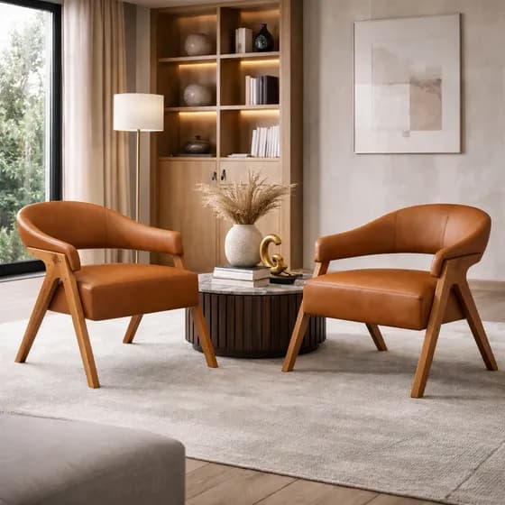 Kit 2 Poltronas Do Papai Veneza Corino Sala Luxo Decorativa