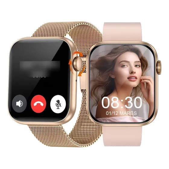 Relógios Inteligentes Feminino Smartwatch Esportivo Original Rosa Ouro Pulseira Milanesa Pulseira De Silicone Rosa Ouro Rosa Ouro