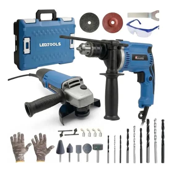 Kit Esmerilhadera E Lixadeira + Furadeira De Impacto 900w 220V