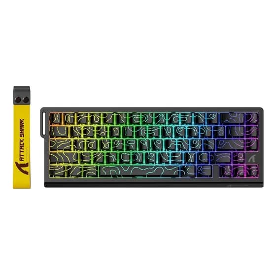 Teclado Magnetico Attack Shark X68 He Wired Rapid Trigger Magnetic Switch, preto com contorno, 2 idiomas, inglês americano