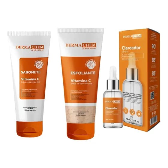 Kit Skin Care Vitamina C Clareador Anti Idade Dermachem 3un