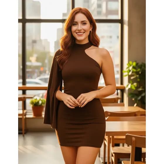 Vestido Paty Suplex Colado Premium Moda Gringa Manga Nula