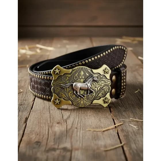 Cinto Country Personalizado Estampado Fivela Cabeça De Touro