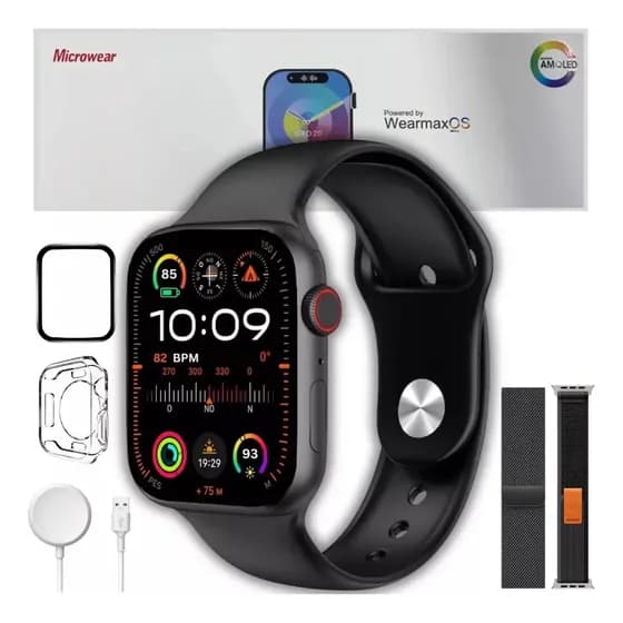 Relógio Smartwatch Serie S10 Amoled Nfc Microwear preto