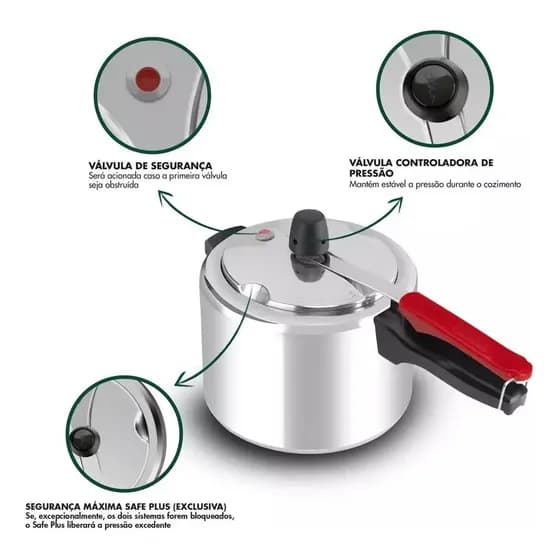 Panela De Pressão Clock Eco Polida 4,5 Litros 9295306123 Cor Prateado