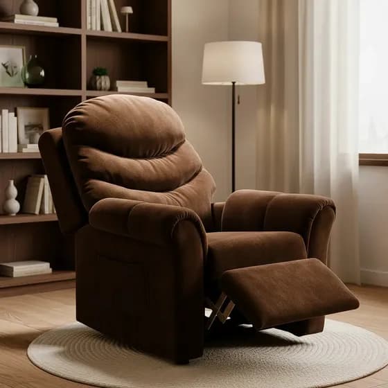 Poltrona Cadeira Do Papai E Mamãe Sofisticada Decorativa Com Encosto Macio Reclinável E Retrátil Revestido Em Veludo Para Sala De Descanso E Amamentação Casa Lanzzoni Cor Marrom