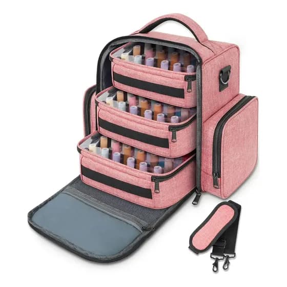 Maleta de Maquiagem, Bolsa Organizadora de Esmaltes Multifuncional com 3 Bolsas Necessaires Removíveis, Estojo Profissional de Maquiagem Ideal para Viagens e Uso Diário, Yorepek 6050 Rosa