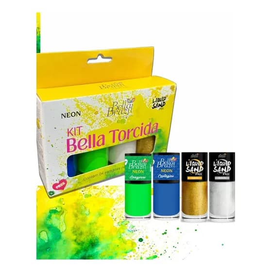 Kit Copa Bella Brazil 4 Esmaltes + Adesivo De Unhas Amarelo