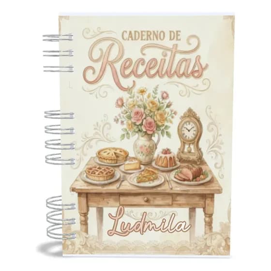Caderno Receitas Livro Personalizado C Nome Capa Dura 200pag