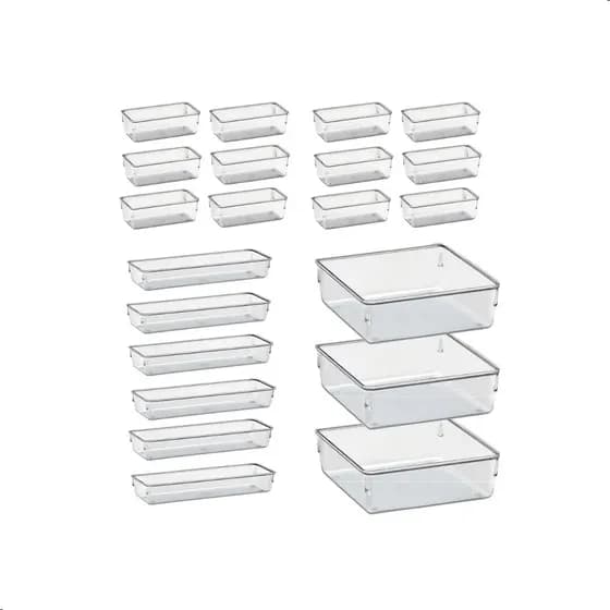 Kit 21 Organizador Multiuso Modular Gavetas Acrilico Rebirth