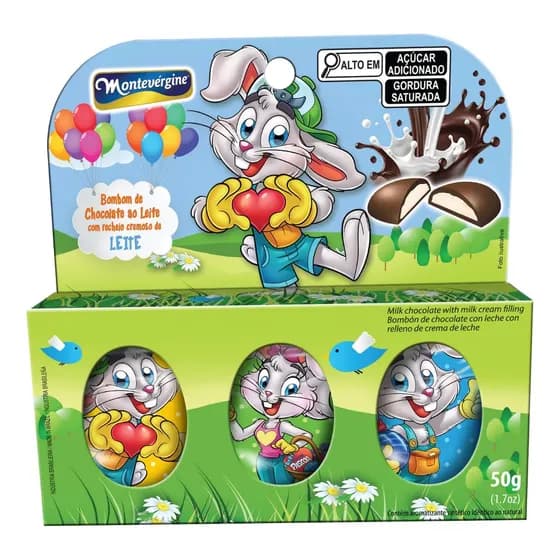Bombom Chocolate Recheio Leite Páscoa Blister 50g Ovo